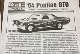 Instructions 1964 GTO Revell kit