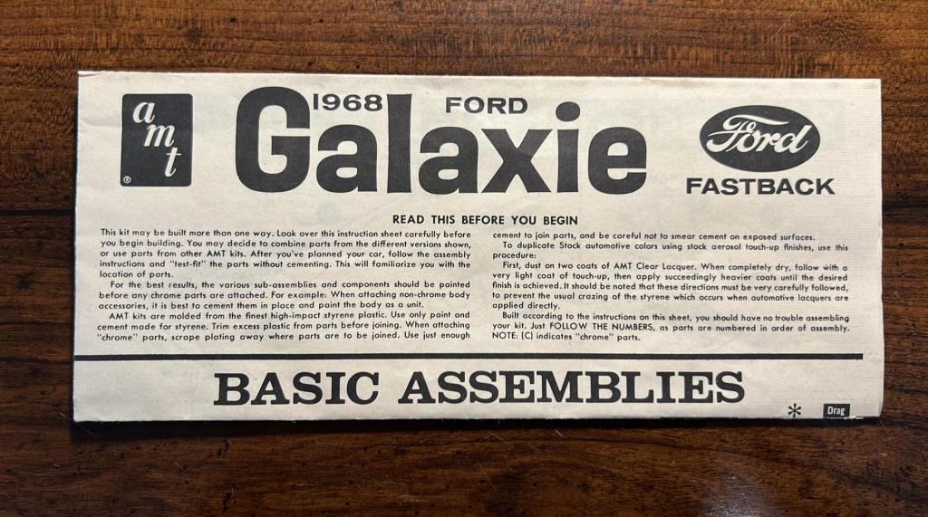1968 Ford Galaxie 500 Fastback Instructions