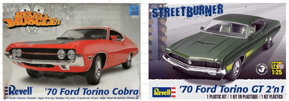 1970 Ford Torino Cobra & 1970 Ford Torino GT kits by Revell